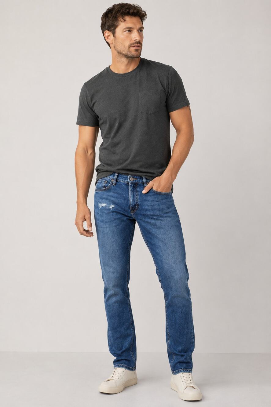 Sun + Stone Men’s Slim Fit Distressed Jeans Size 30 Blue Denim